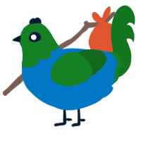 A sapphire and leaf chicken with a head pattern