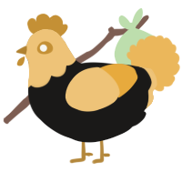 A sable and honey chicken with a head pattern