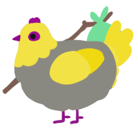 A ash and yellow chicken with a head pattern