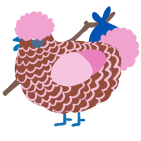 A russet and pink chicken with a lace pattern