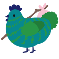 A teal and viridian chicken with a bar pattern