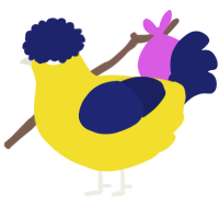 A yellow and navy chicken