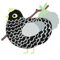 A sable and silver chicken with a lace pattern