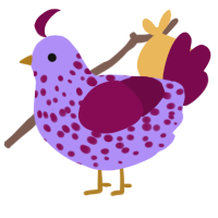 A lilac and wine chicken with a speckle pattern