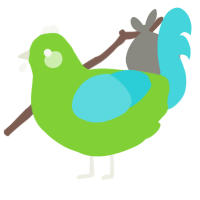 A grass and aqua chicken