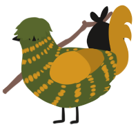 A olive and ochre chicken with a bar pattern