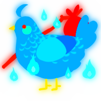 A sapphire chicken with a half-lace pattern