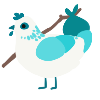 A white and aqua chicken with a neck-speckle pattern