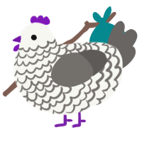 A white and grey chicken with a lace pattern
