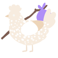 A cream chicken with a speckle pattern