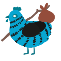 Webcrawler, a cerulean and sable chicken with a bar pattern