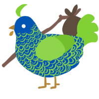 A ultramarine and grass chicken with a double-lace pattern