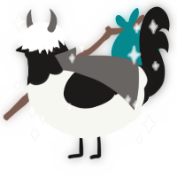 A white and sable chicken with a head pattern