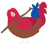 A russet and crimson chicken with a head pattern