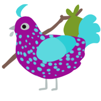 A plum and aqua chicken with a speckle pattern
