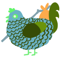 A russet and lilac chicken with a lace pattern