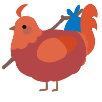 A red and vermilion chicken with a head pattern