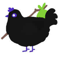 A black chicken with a lace pattern