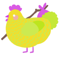 A yellow and lime chicken with a lace pattern