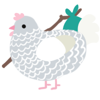 A mist and white chicken with a lace pattern