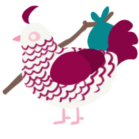 A white and maroon chicken with a lace pattern