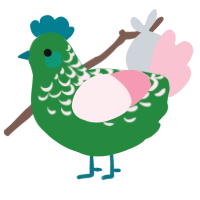 A viridian and rose chicken with a half-lace pattern