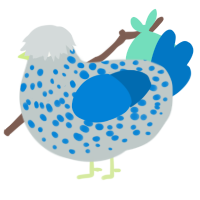 A silver and sapphire chicken with a speckle pattern