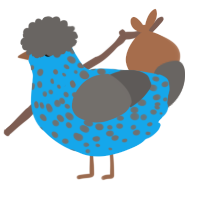A sky and grey chicken with a speckle pattern