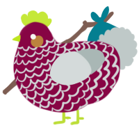 A maroon and silver chicken with a lace pattern