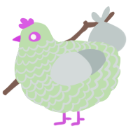 A gluppy and silver chicken with a lace pattern