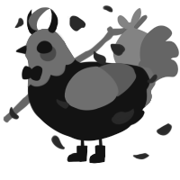 A black and grey chicken with a head pattern