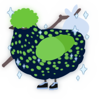 A tumblr and grass chicken with a speckle pattern