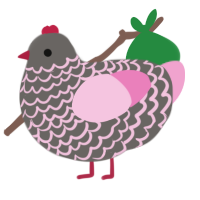 A grey and pink chicken with a lace pattern