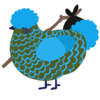 A olive and sky chicken with a lace pattern