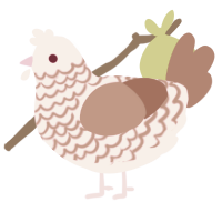 lovebird, a lavender and red chicken with a lace pattern