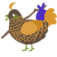 A bark and orange chicken with a lace pattern