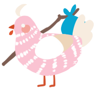 A rose and cream chicken with a bar pattern