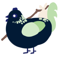 A tumblr and gluppy chicken with a neck-speckle pattern