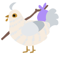 Eggy, a cream and mist chicken with a bar pattern