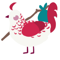 A white and crimson chicken with a half-lace pattern