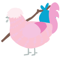 A rose and pink chicken with a bar pattern