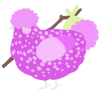 A orchid and lavender chicken with a speckle pattern
