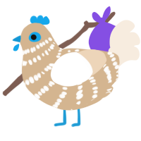 A beige and cream chicken with a bar pattern