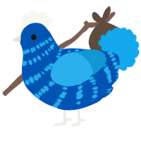 A ultramarine and sky chicken with a bar pattern