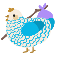 Bernard, a cream and cerulean chicken with a lace pattern