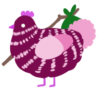 A wine and pink chicken with a bar pattern