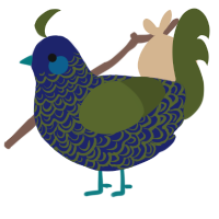 A navy and olive chicken with a double-lace pattern