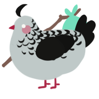 A silver and black chicken with a half-lace pattern