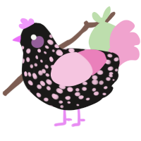 A sable and pink chicken with a speckle pattern