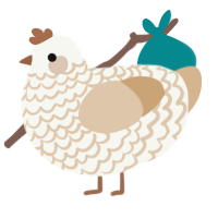 A white and beige chicken with a lace pattern
